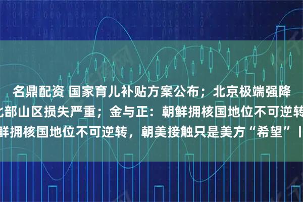 名鼎配资 国家育儿补贴方案公布；北京极端强降雨已造成30人死亡，北部山区损失严重；金与正：朝鲜拥核国地位不可逆转，朝美接触只是美方“希望”丨早报